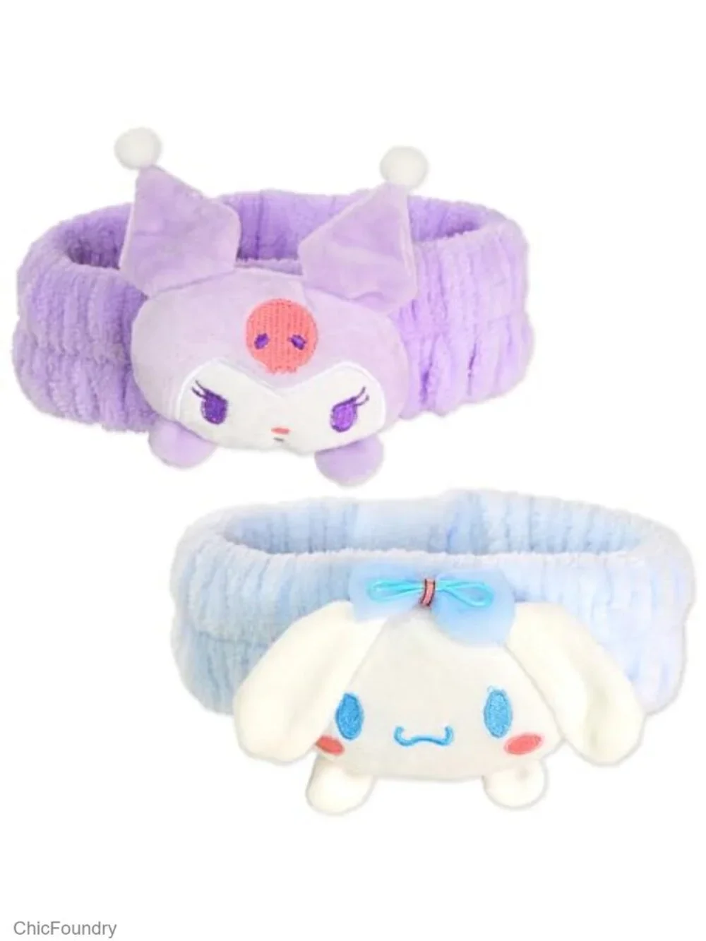 Kawaii Animal Spa Headband 2 Pack Cute Soft Microfiber Fleece Hair Band for